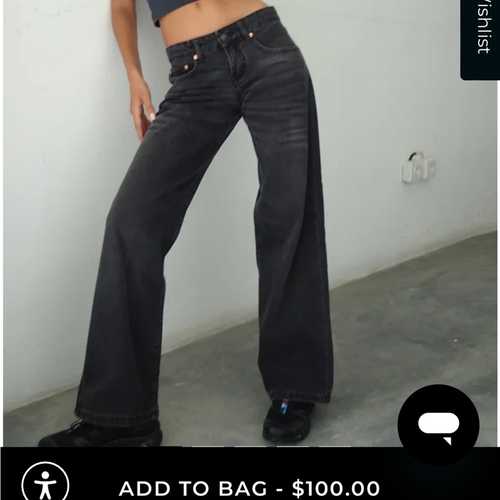 MOTEL Denim Low Rise Parallel Jeans Vintage Nlack W24 L32
